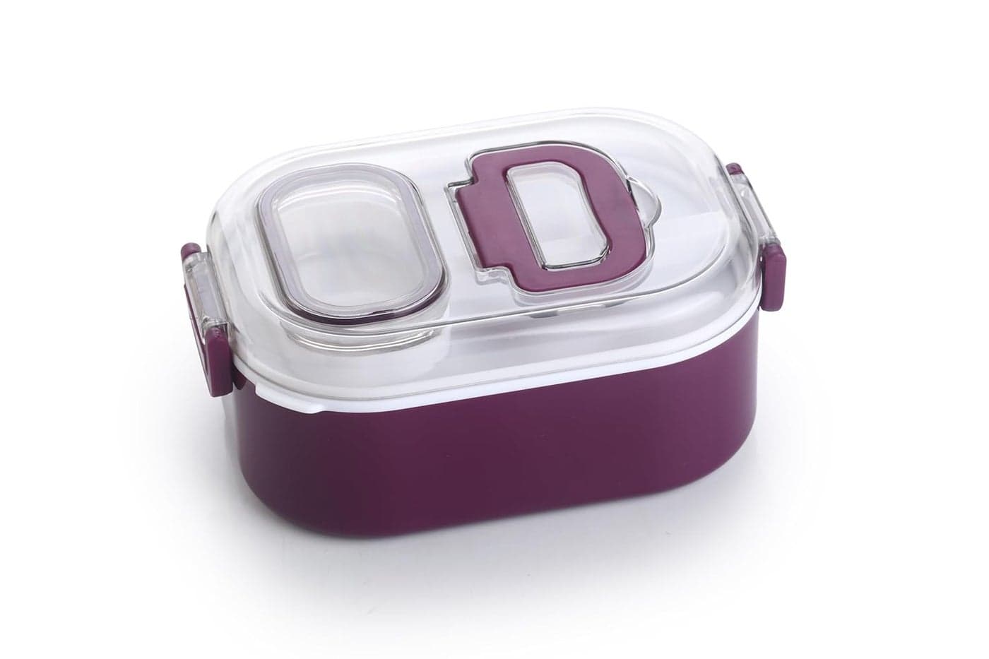 Attro Happy Meal Lunch Box Comes with 1 Small Container Stylish Anti Spill Lid 1 Baby Spoon Outer Plastic Inner Stainless Steel BPA Free Food Grade 700ml Purple