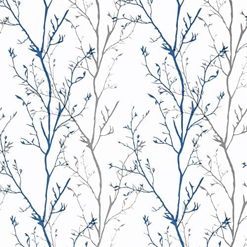 Mecpar Gray Blue Tree Branches Peel and Stick Wallpaper 17.71" x 118" Natural Wall Paper Modern Tree Branch Contact Paper Removable Wallpaper Self-Adhesive Vinyl for Furniture Crafts Walls