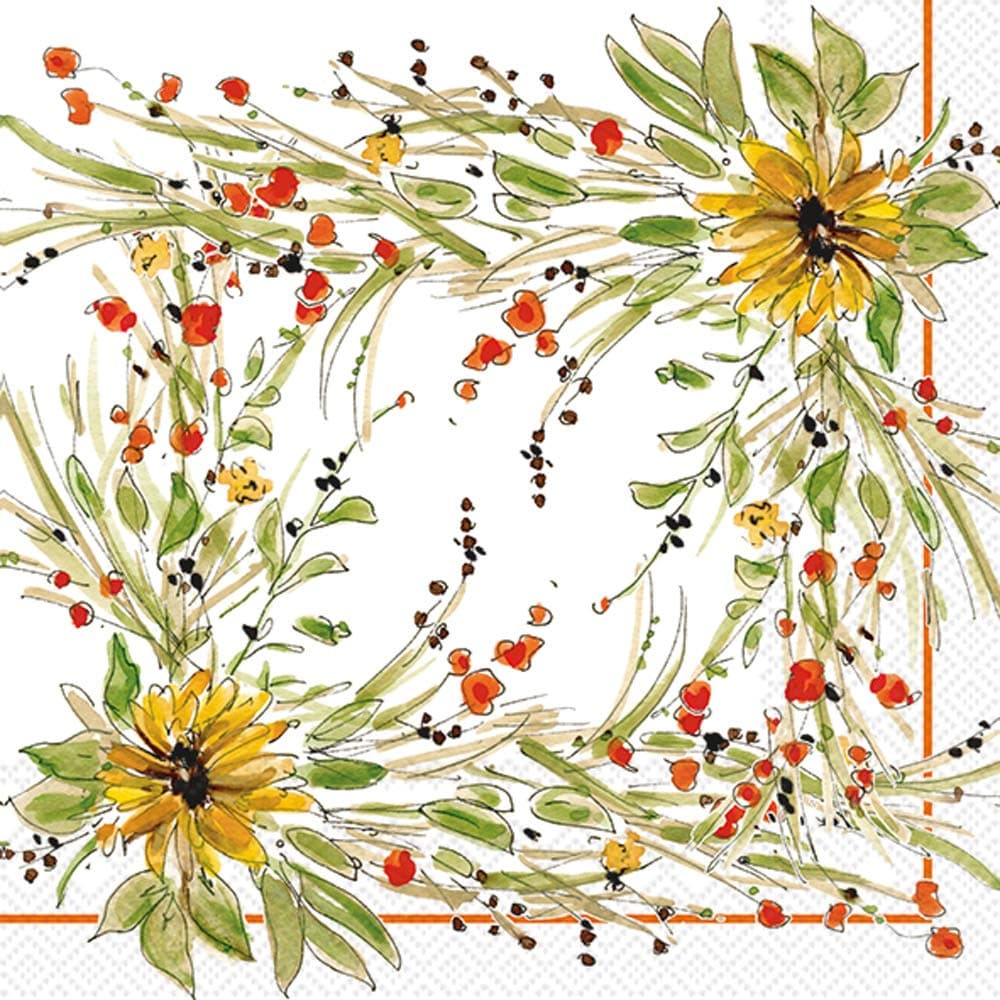 IHR Ideal Home Range Cocktail Napkins Rosanne Beck Disposable 3Ply Paper Party Napkin Pack 5 x 5 Sunflower Medley 20Count
