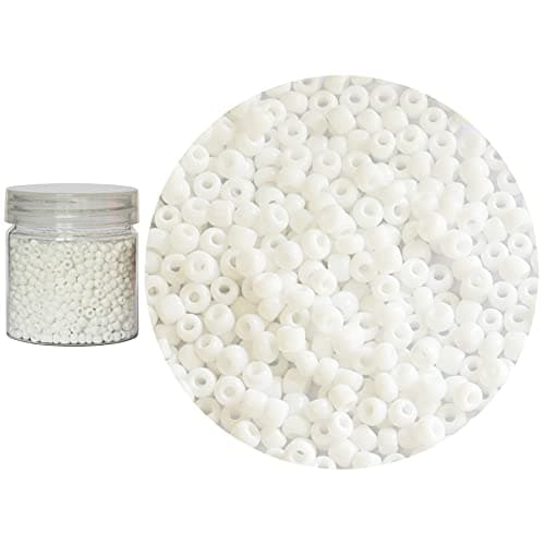 Bala&Fillic White Color 4mm Seed Beads About 1400pcs in Box 6/0 Glass Craft Seed Beads for Jewelry Making (White)