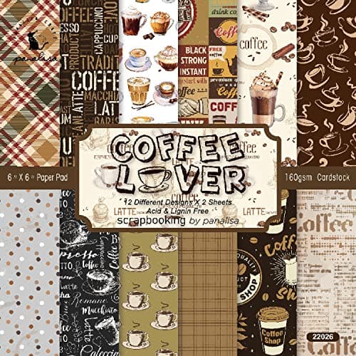 Coffee Scrapbook Paper Pad 6x6 Vintage Cafe Cardstock for Junk Journal Card Making DIY Crafts Journaling Scrapbooking Supplies 24 Decorative CoffeeThemed Sheets