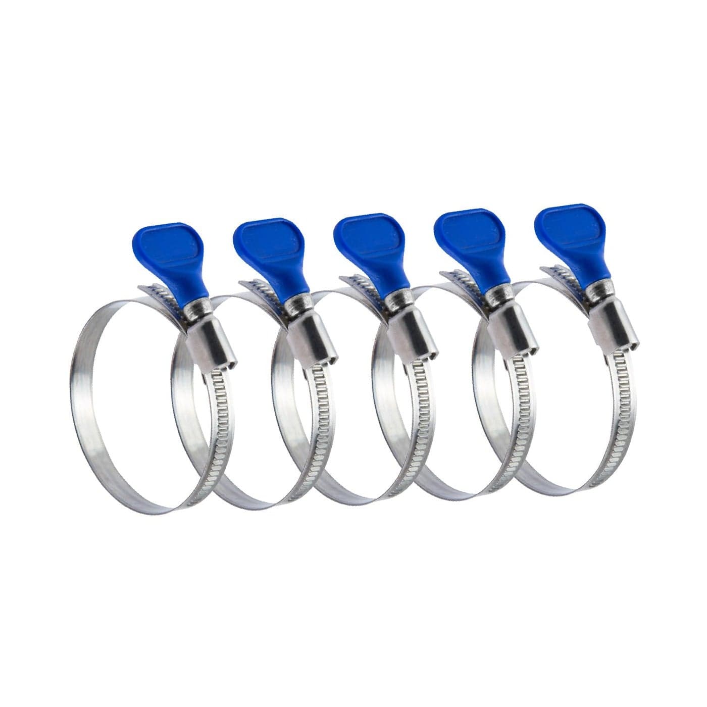 POWERTEC 70127 212 Inch Key Hose Clamp Adjustable Stainless Steel Hose Clamps for Dust Collector and Dryer Vent Hose Worm Gear Clamp 5 pack