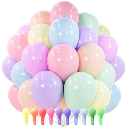 PartyWoo Pastel Balloons 101pcs 12 Inch Pastel Rainbow Latex Balloons for Baby Shower Gender Reveal Engagement Bachelorette Easter Bridal Shower Anniversary Retirement Birthday Party Decorations
