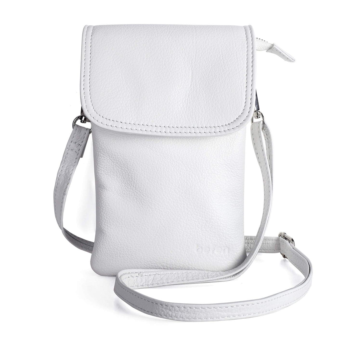 befen White Genuine Leather Crossbody Wallet Bag Cell Phone Purses for Women, Small Trendy Crossbody Bag for Spring Summer Travel