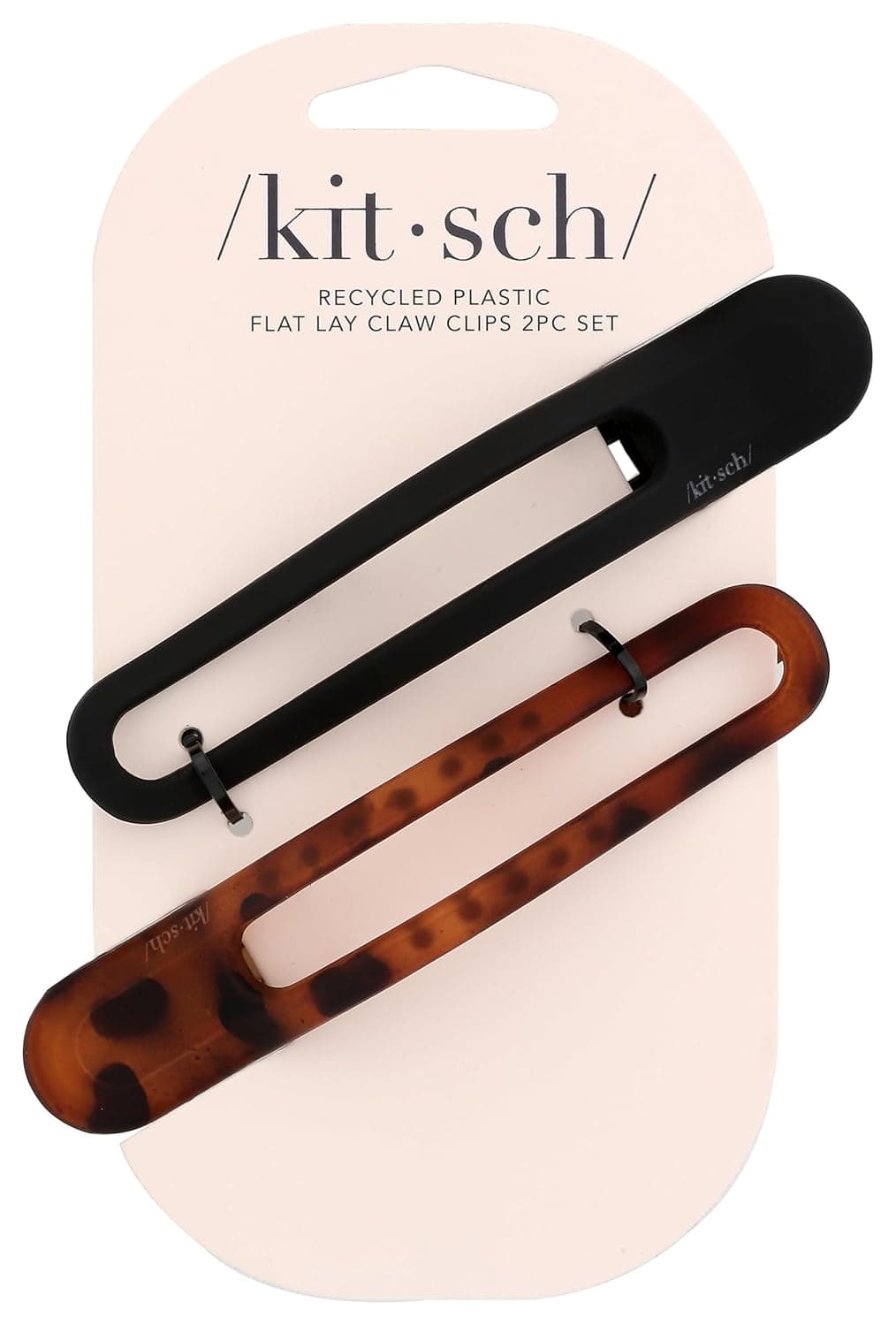 Kitsch Flat Claw Clips for Women Strong Hold No Slip Grip Flat Claw Clip with Comfortable Curved Design 2pc Black Tortoise