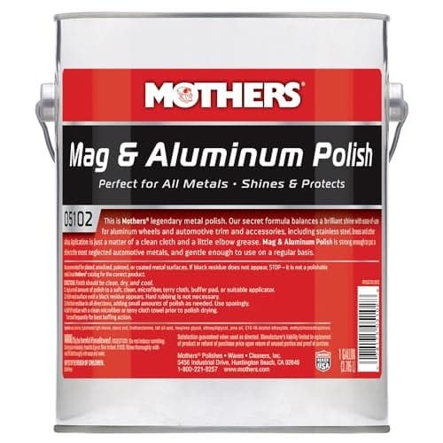 Mothers Mag Aluminum Polish 128 oz Brilliant Shine Easy to Use for All Uncoated Unplated Metals Including Aluminum Wheels Stainless Steel Trim and Exhaust Tips Brass More 05102