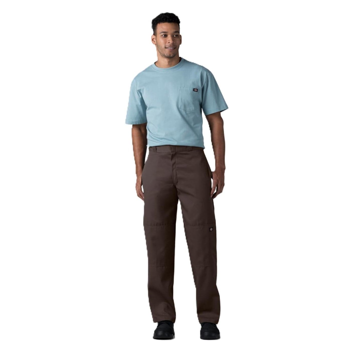 Loose Fit Double Knee Work Pants Dark Brown 34 30