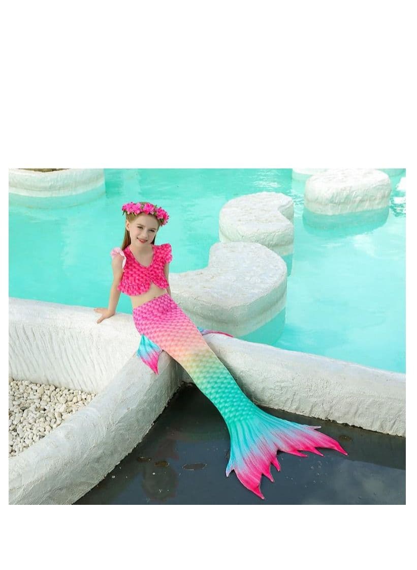 3-Piece Mermaid Bathing Swimsuit Set 120CM