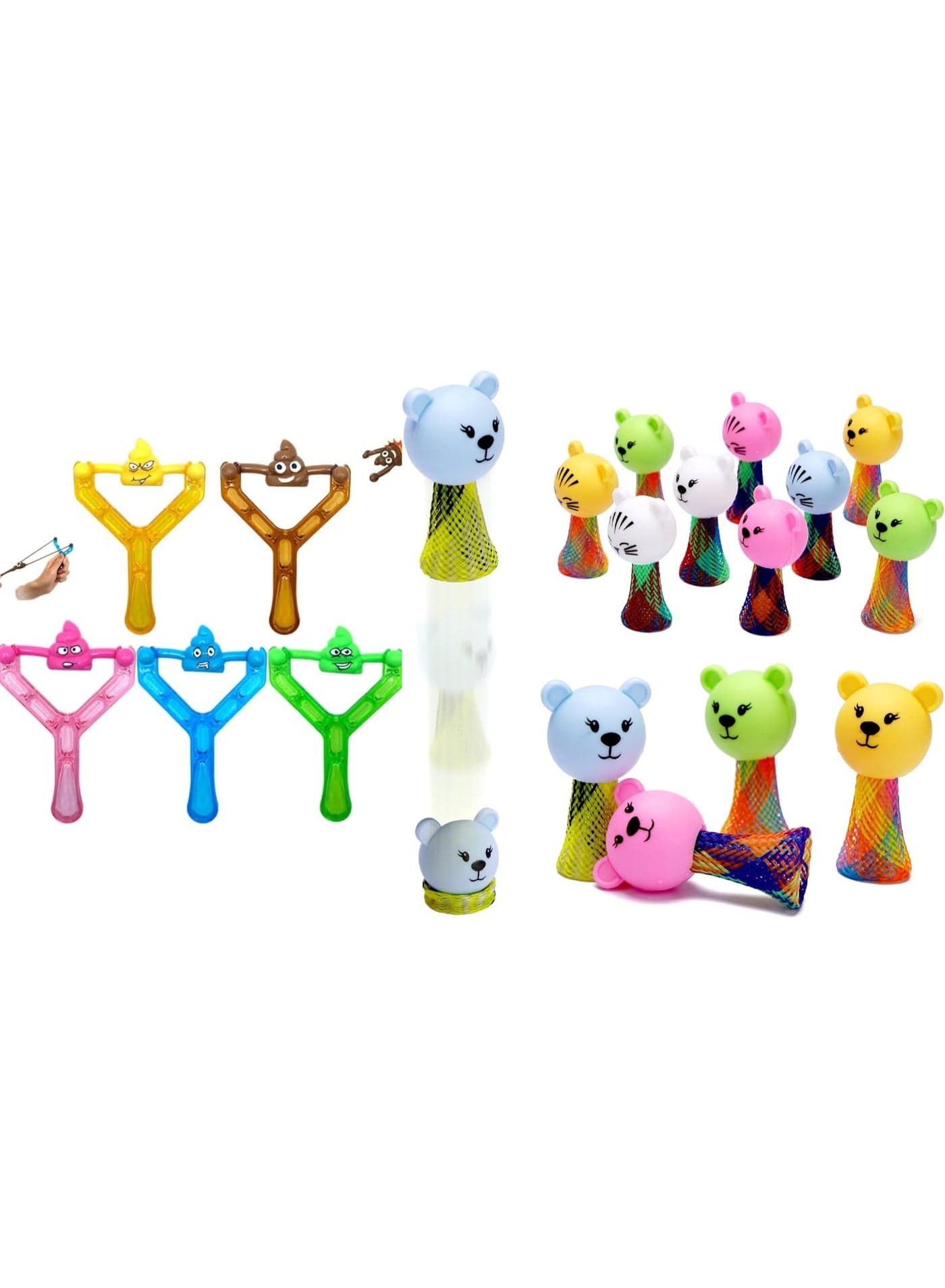 12 pcs poop slingshot toy and 12 pcs animal jumping spring toy great for party favor returns gifts and birthday party for kids pack of 24