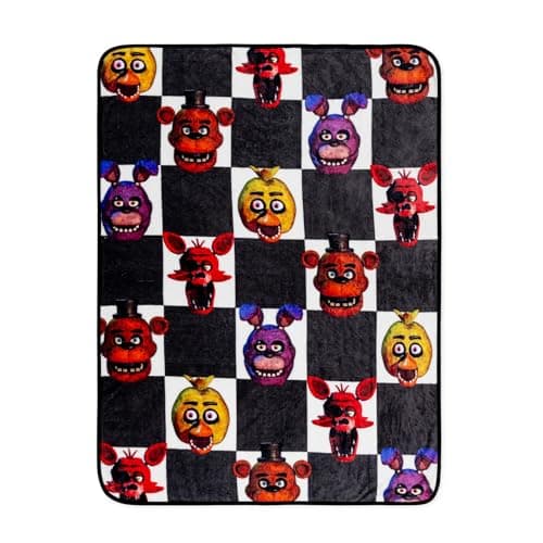 Silver Buffalo Five Nights At Freddy's Checkerboard Fleece Throw Blanket for Sofa, Bed | 45 x 60 Inches