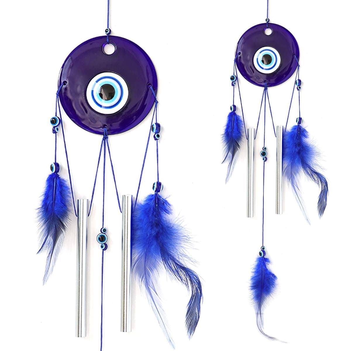 Crystu Fengshui Evil Eye Wind Chimes Home Positive Energy Windchimes Hanging for Window Decor Balcony with Good Sound Garden Pack of 1
