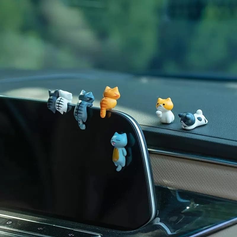 6 Pcs Mini Cat Cute Car Accessories Rear View Mirror Dashboard Decorations Home Cute Car Mirror Interior Decors Cute Cat Gift for Cat Lovers