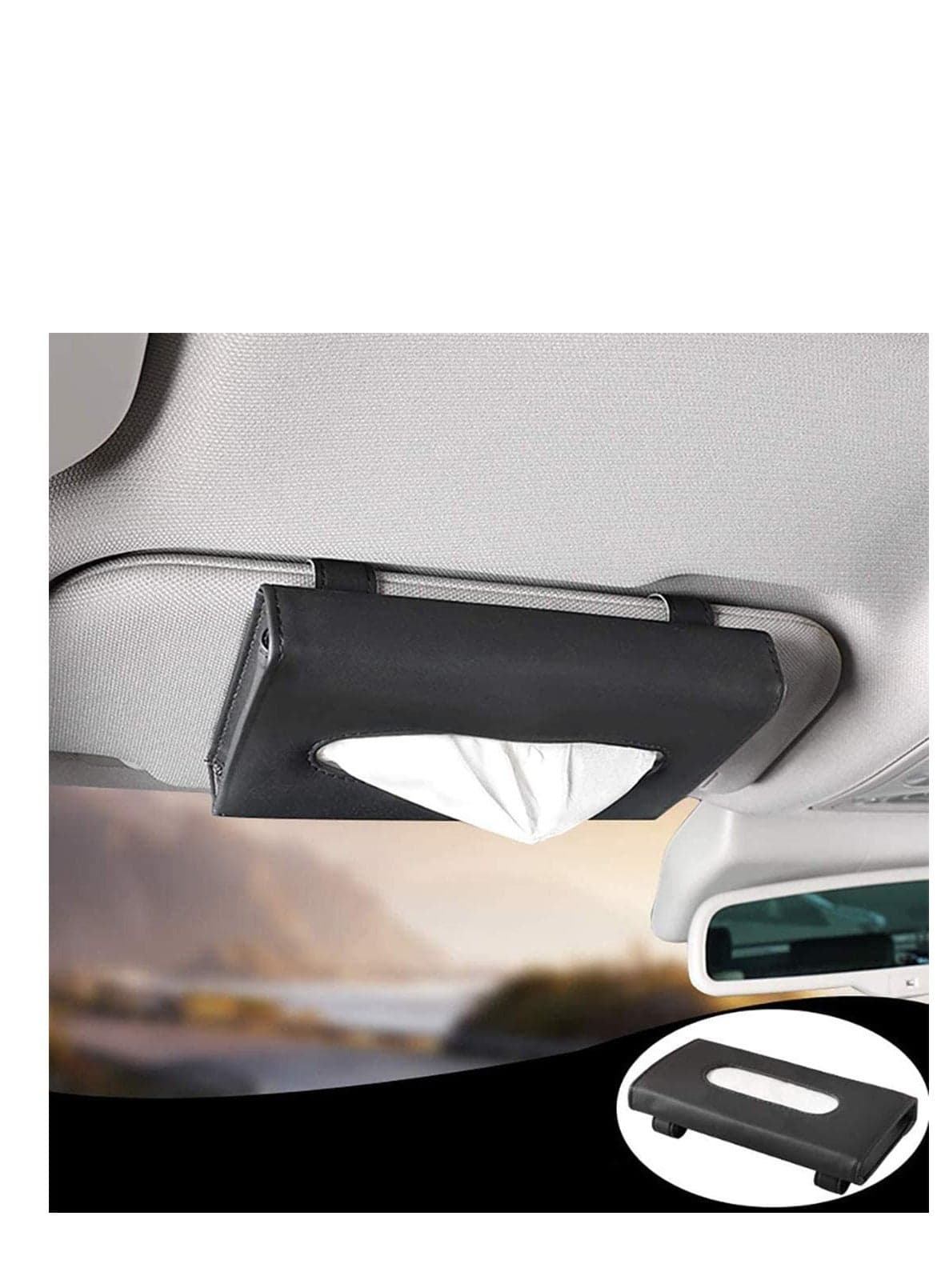 Car Tissue Holder, Sun Visor Napkin PU Leather Paper Towel Case Holder for Seat Back/Vehicle Side Door
