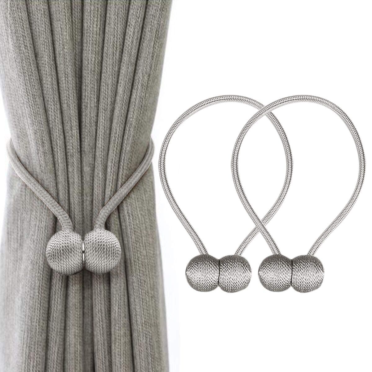 IHClink 2 Pieces Magnetic Curtain Tiebacks Curtain Clips Rope Holdbacks Curtain Weaving Holder Buckles For Home Office Decorative UK patent 6036254 Grey