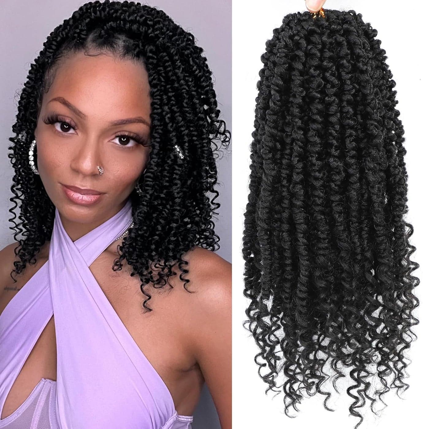 Passion Twist Crochet Hair12 Inch 9 Packs Pretwisted Passion Twist Hair Soft Pre Looped And Pre twist Crochet Hair For WomenShort Black Curly Crochet Braids121B