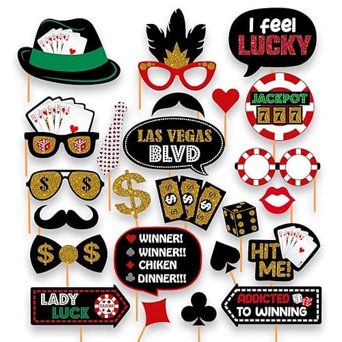 Party Propz Casino Theme Party Decorations - 24pcs Props, Cutouts, Décor, and Photo Props