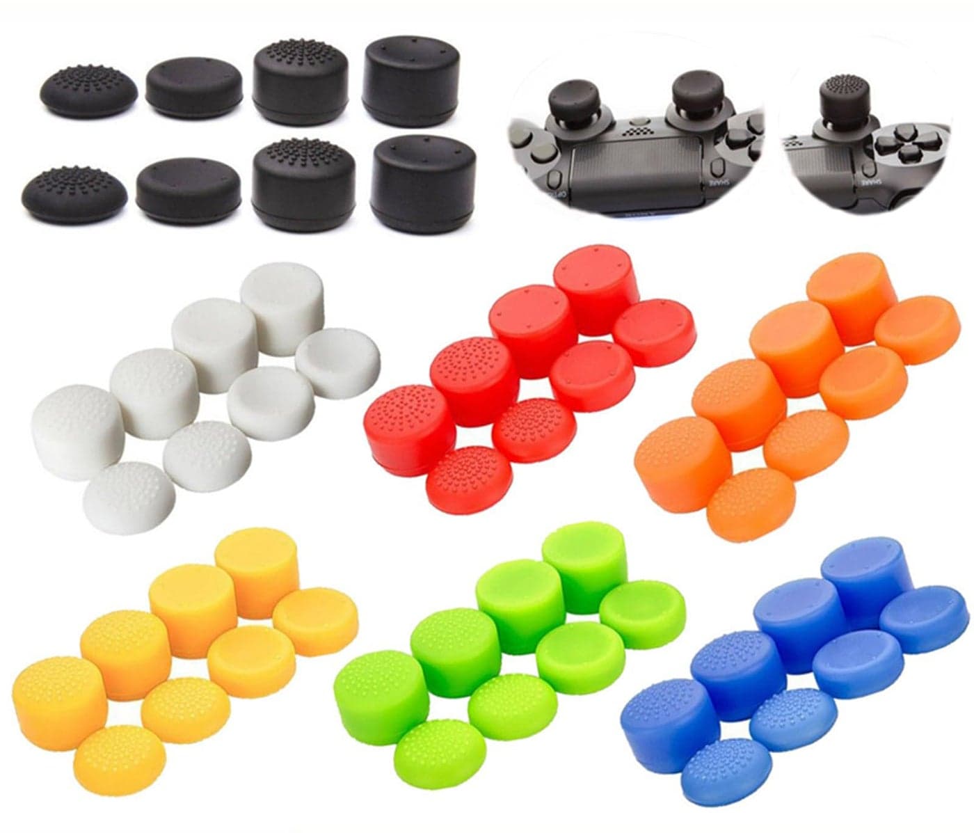 Pack of 8 pcs Analog Controller Gamepad Raised Antislip Thumb Stick Grips Thumbsticks Joystick Cap Cover for PS5, PS4, PS3, Switch Pro, Xbox one, Xbox 360, Wii U, PS2 Controller (Orange)