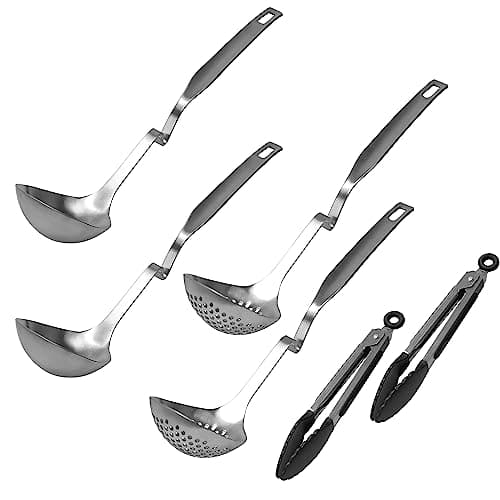 Hot Pot Ladle and Strainer Set – Shabu Shabu Utensils, Hotpot Accessories Kit, Stainless Steel Scoops and Spoons for Hot Pot (Set of 2)