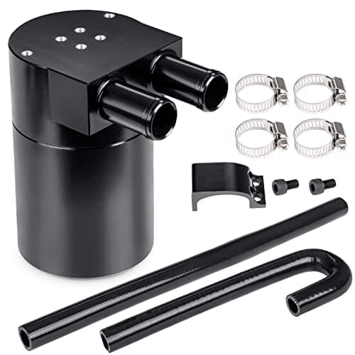 JDMON Oil Catch Can Oil Separator Reservoir Tank with Silicone Hose Compatible with BMW N54 335i 135i E90 E92 E82 2006 2007 2008 2009 2010, Black