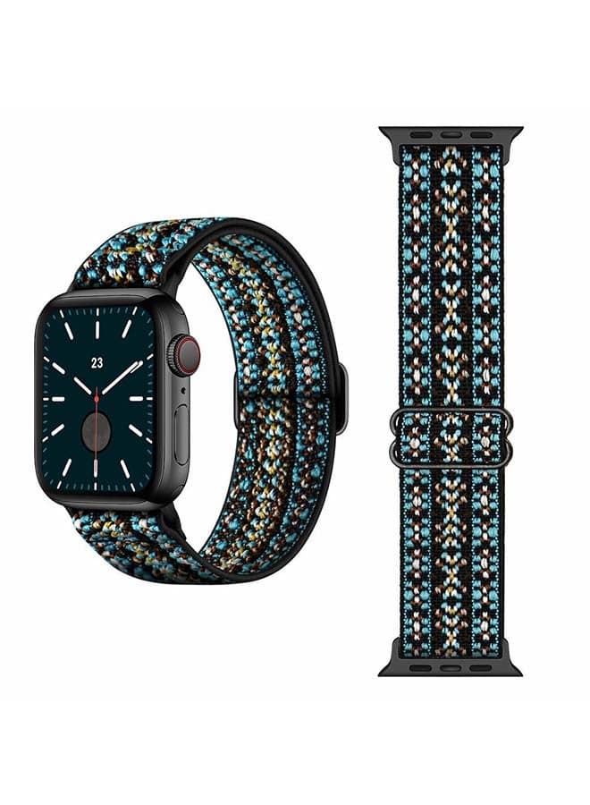 Adjustable Braided Solo Loop Band Compatible with Apple Watch Series 1 2 3 4 5 6 SE 44 and 42 Millimeter Blue