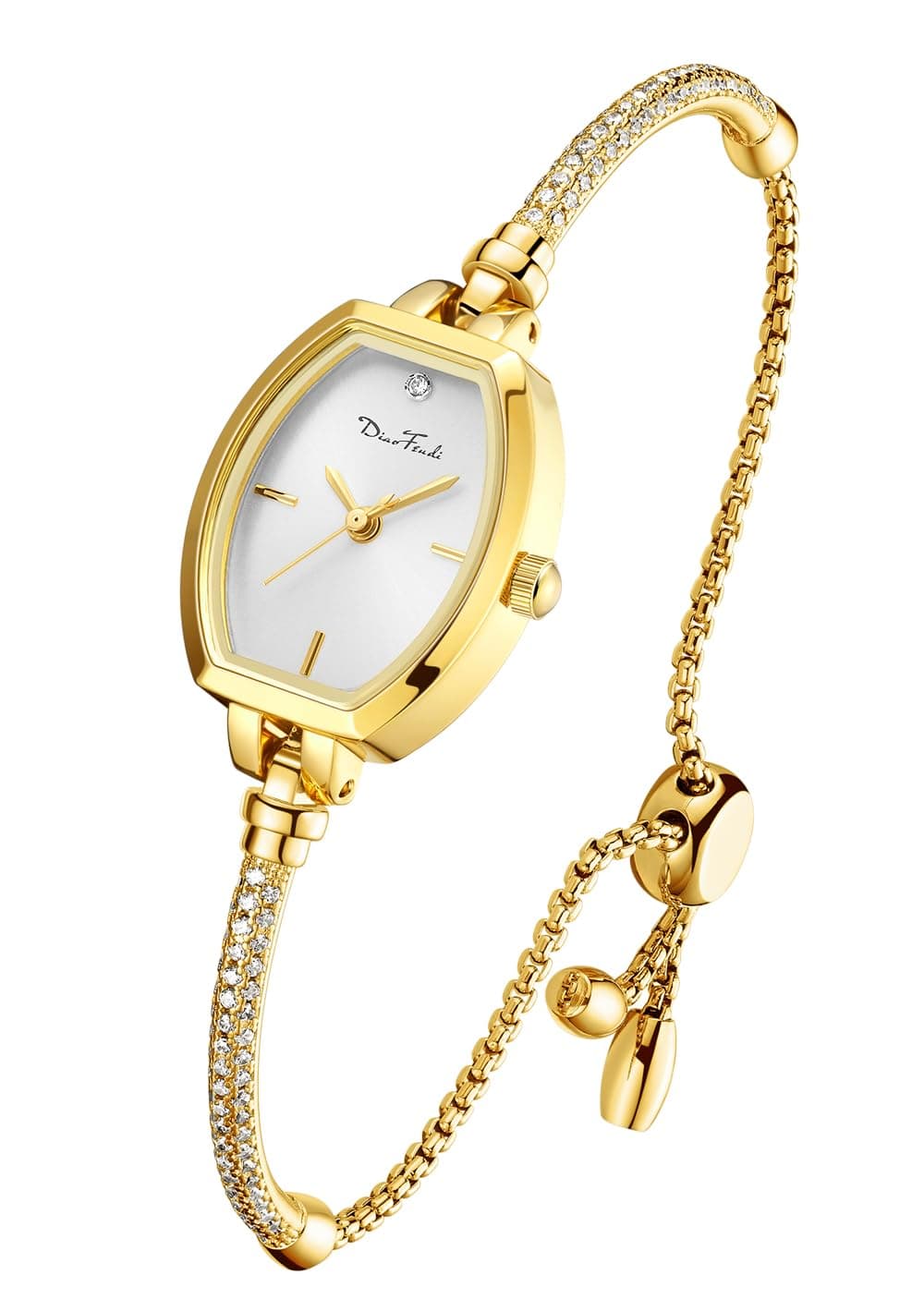 Petite Bracelet Watch for Women, Gifts for Girlfriend Diamond Dress Analog Watch Waterproof (Two-Tone Gold Black)