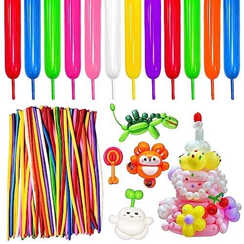 KAWKALSH 260 Long Balloons for Balloon Garland Thickening Skinny Latex Twisting Animals Modeling Christmas Birthday Wedding Party Festival Decorations 100pcs