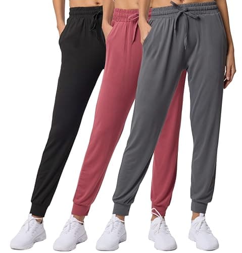 Real Essentials 3 Pack: Women's Ultra-Soft Lounge Joggers Sweatpants Athletic Yoga Pants with Pockets, Set 6, XXL, Pack of 3