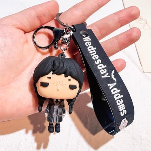 FancyDressWale Wednesday Merchandise Keychain Wensday Addams halloween Gifts for BFF Daughter Teen Girls Heart Keychains Birthday Gift (Wednesday 4th Generation)