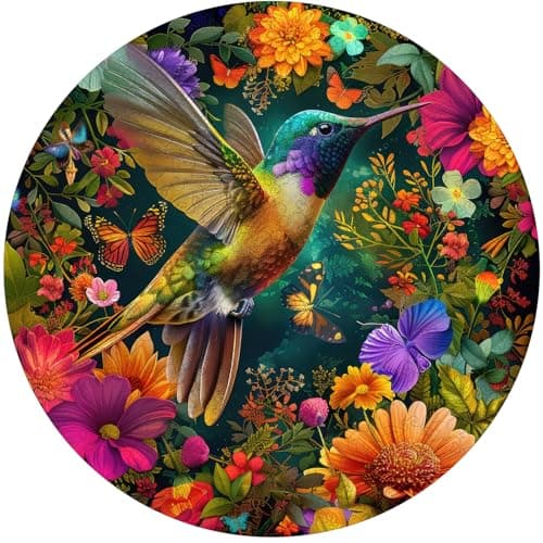 Delobil Wooden Puzzles for Adults Hummingbird Wooden Puzzles 200 Pieces Unique Shaped Bird Jigsaw Puzzles Birthday Creative Gifts Fun Challenging Family Puzzle Games 112 x 112 Inch