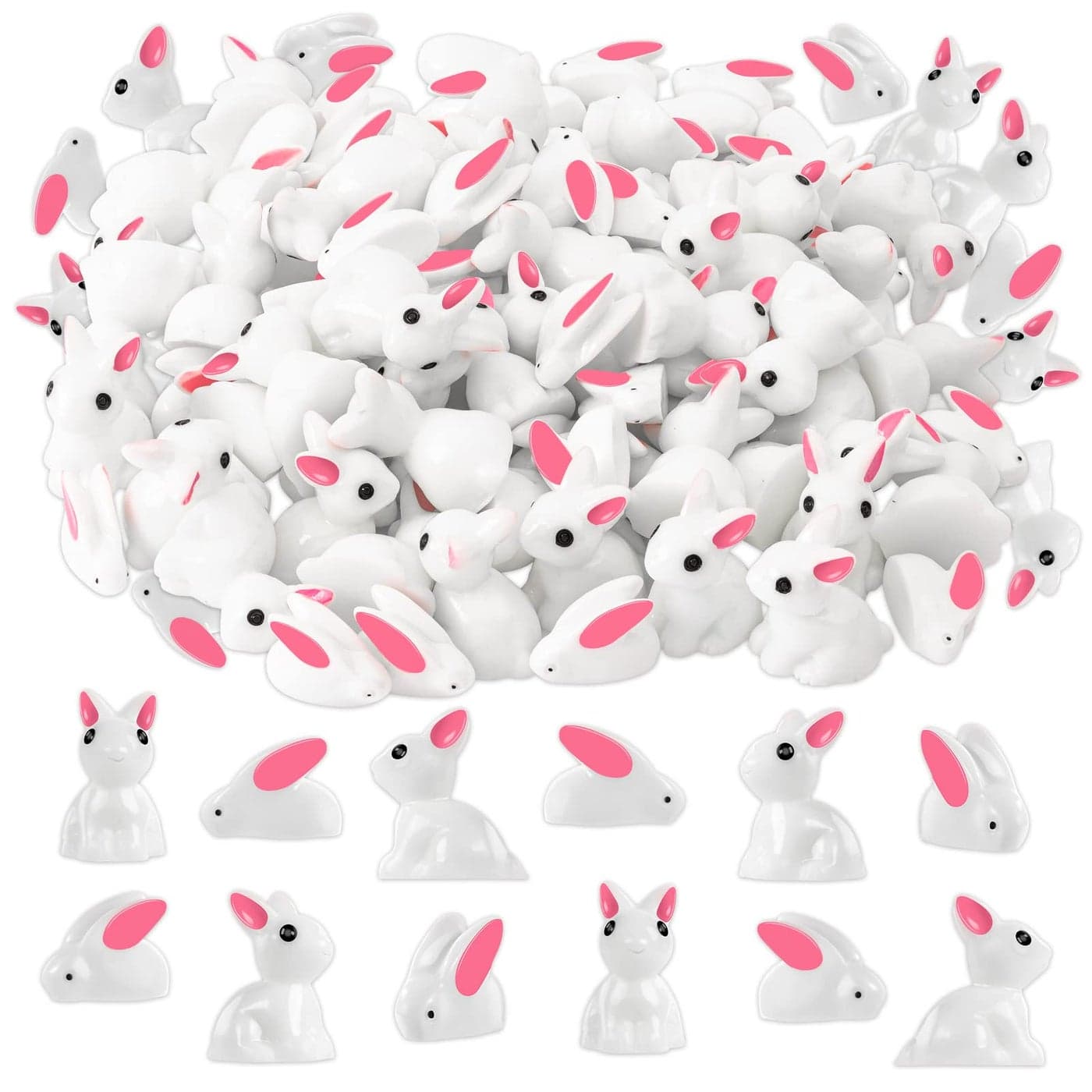 FFNIU Miniature Rabbit Figurines 100Pcs Mini Resin Bunny Animals Toy Miniature Rabbit for Landscape Ornaments Garden Decor Potted PlantCake Topper Decoration