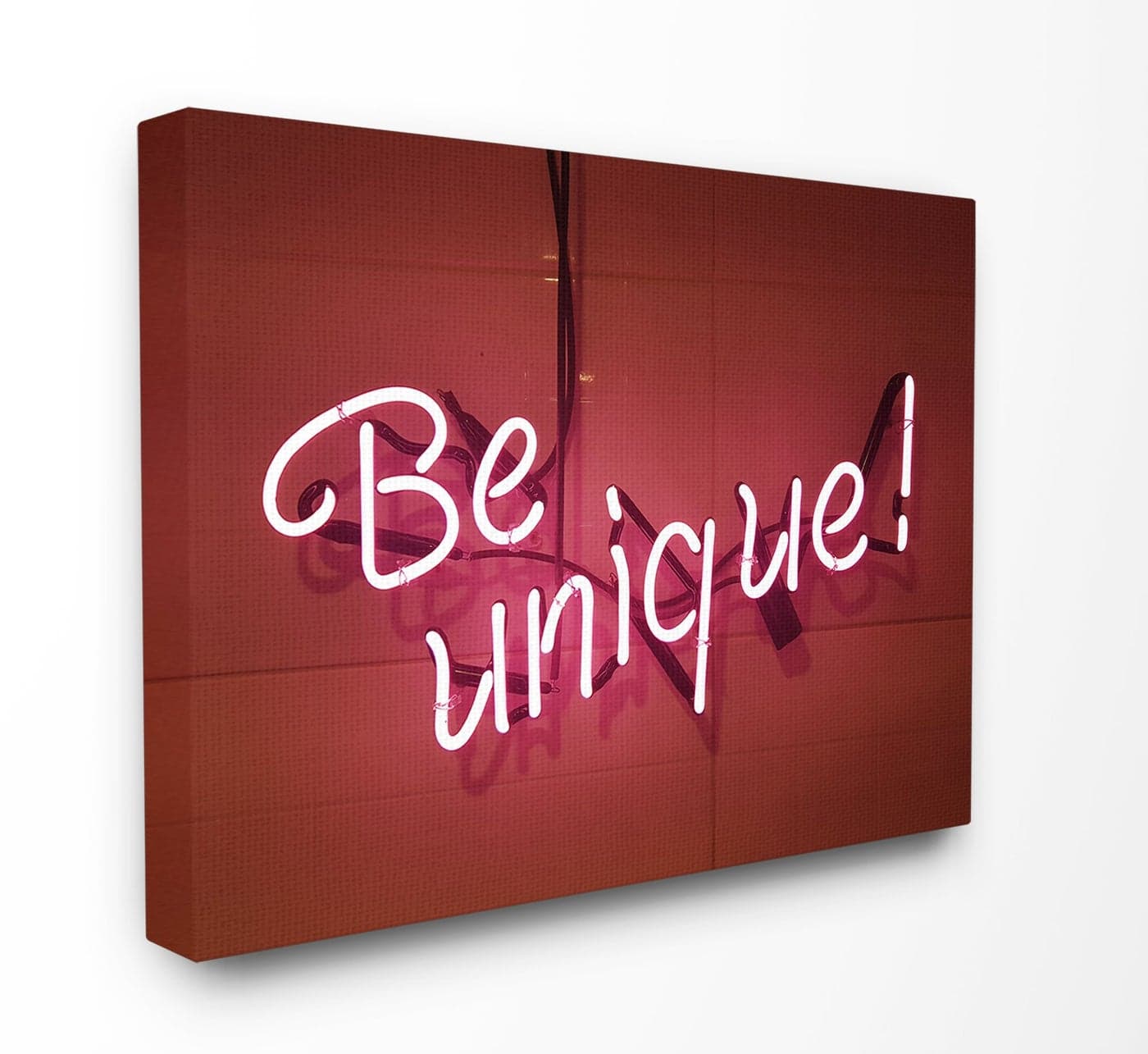 Stupell Home Décor Be Unique Neon Sign Photography Stretched Canvas Wall Art, 16 x 1.5 x 20, Proudly Made in USA