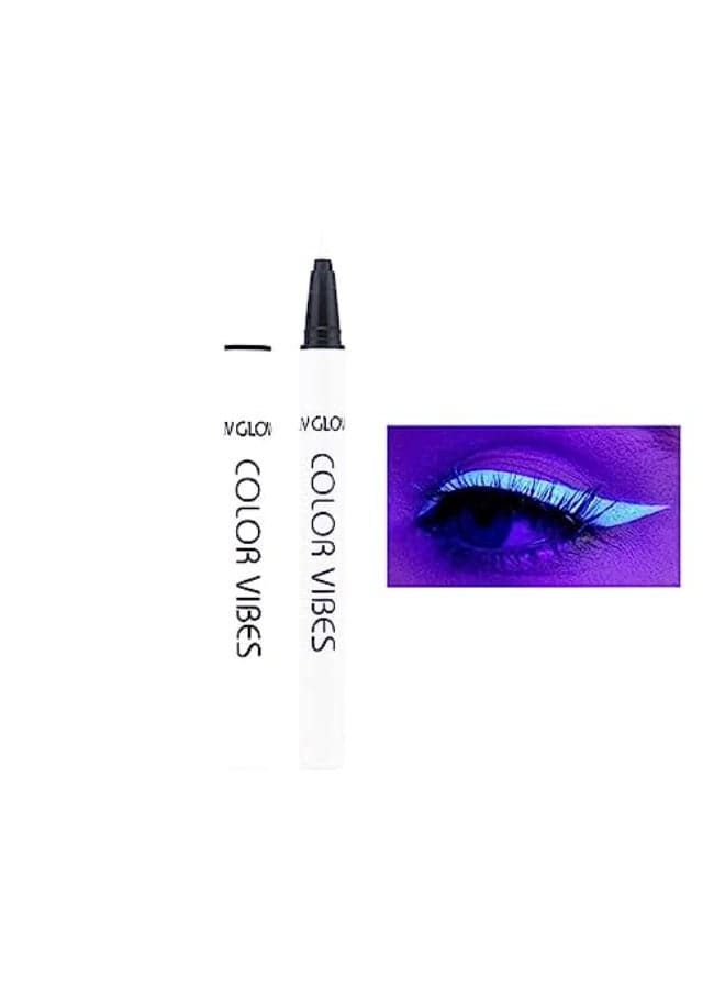 Wismee UV Glow Neon Liquid Eyeliner Matte Colored Eyeliners Pen Rainbow Colorful Neon Eyeliner Pencil Pigmented Waterproof Smudgeproof Long Lasting Eye Liner for Halloween Christmas Makeup White