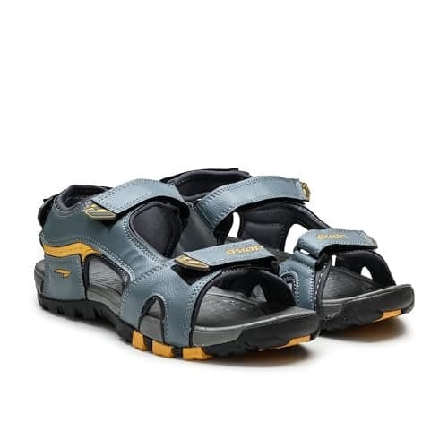 ASIAN Vistara-22 Sandals for Men & Boys | Comfortable, Stylish & Lightweight Casual Outdoor Sandals with Cushioning | Secure Fit Design & Anti-Slip Grip Sole for Daily Use(GRYMUSTARD)-UK 7