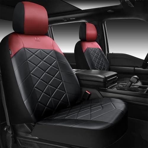 CAR PASS Memory Foam Leather Front Seat Covers Breathable Perforated Nappa Leather Seat Covers Universal Fit for CarsSUVTruck Seat Covers Thick 3D Foam Comfort Airbag Compatible Black Burgundy Red