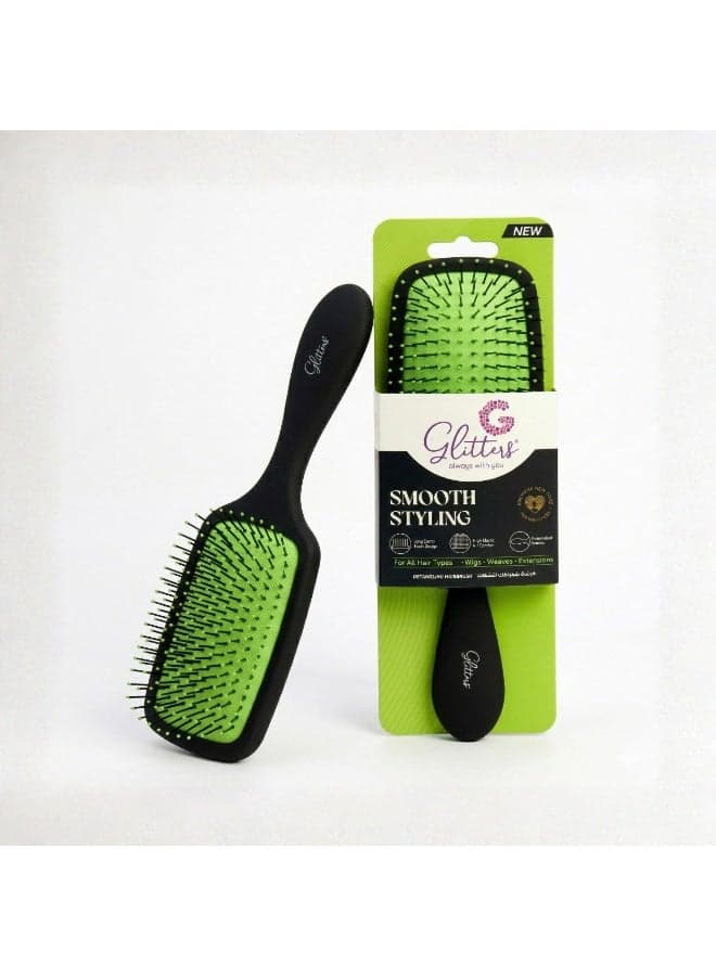 Glitters AuraFlow Detangling Hairbrush - Smooth Styling Vent Brush for All Hair Types