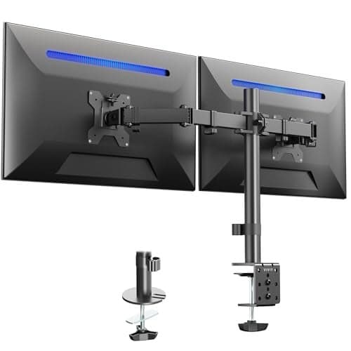 VIVO Dual Monitor Desk Mount Heavy Duty Fully Adjustable Steel Stand Holds 2 Computer Screens up to 24 inches and Max 22lbs Each Black STANDV024