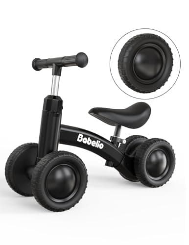 BABELIO Baby Balance Bike for 1 Year Old Boys Girls 1036 Month Toddler Balance Bike 4Wheel OffRoader Design Adjustable Seat Handlebar Black