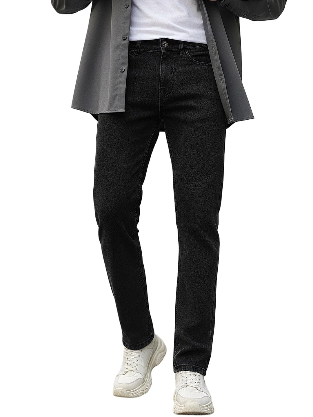 Urbano Fashion Men's Black Regular Fit Washed Jeans Stretchable (avtowlreg-black-32)