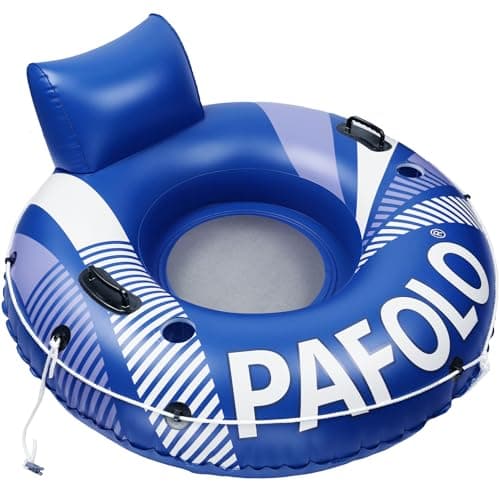 Pool Float Adult 53 Inflatable Float Tube River Tubes for Floating Heavy Duty with Mesh Bottom Inflatable Tube for Beach Lake Rafting Comfortable Backrest 2 Cup Holders450 lbs Weight Capacity