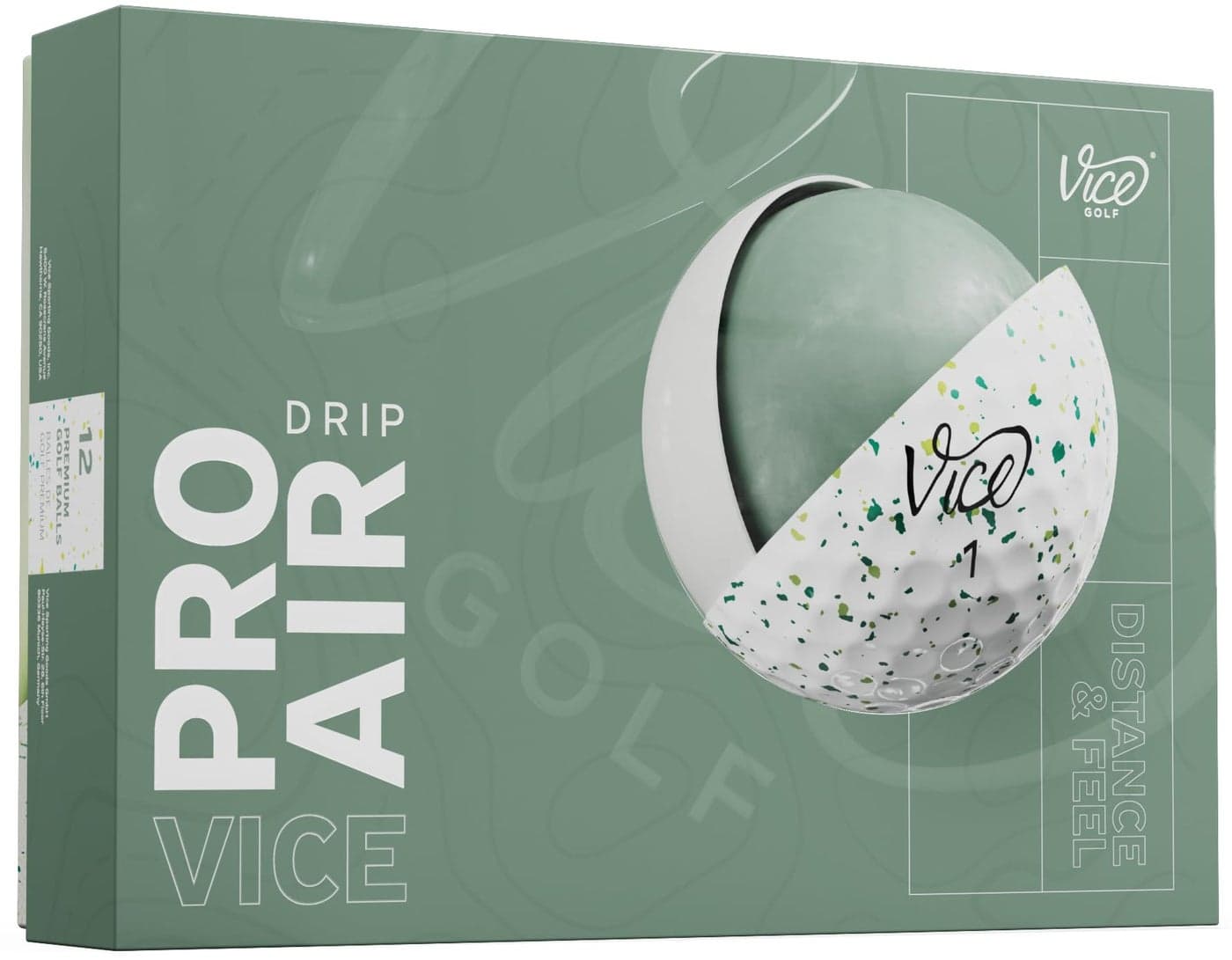 Vice Pro Air Golf Balls 2025 Model PetrolYellow Drip
