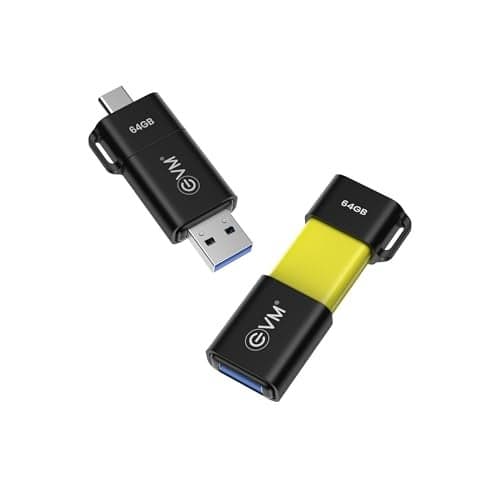 EVM EnXO 64GB OTG Flash Drive USB 3.2 Gen 1 | Versatile Dual USB Type-C & Type-A Connectors | Rapid 120MB/s Read| Smartphone Laptop Tablet Smart TV | Plug & Play | 10 Years Warranty (ENXO/64GB)