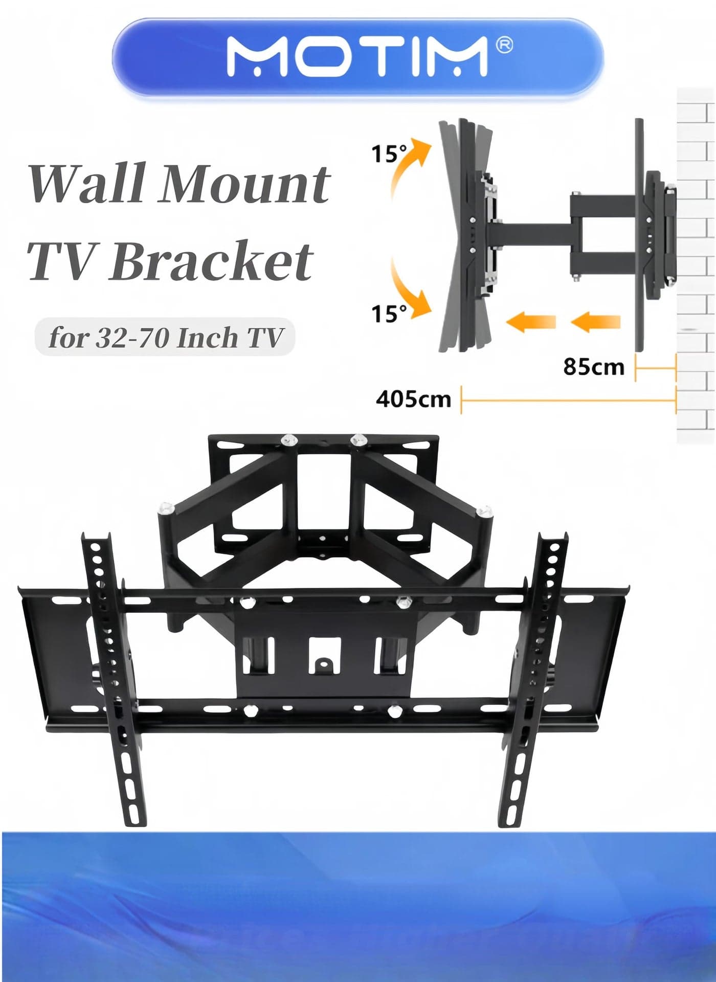 TV Wall Mount Bracket Full-Motion TV Stand for 32-70 Inch Screens Rugged Double Arm for Universal VESA 600x400mm (Holds Up to 40kg)