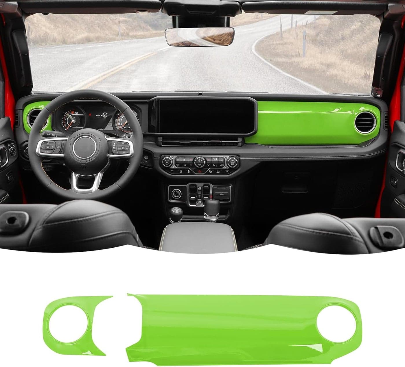 RT-TCZ Center Console Trim Cover for Jeep Wrangler JL JLU & Gladiator JT 2024+, Light Green