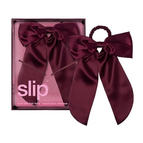 Slip Pure Silk Hair Bow Crimson Oversized Mulberry Silk Bow with BuiltIn Hair Tie Reduces Breakage Creases Frizz Luxurious Hair Accessory