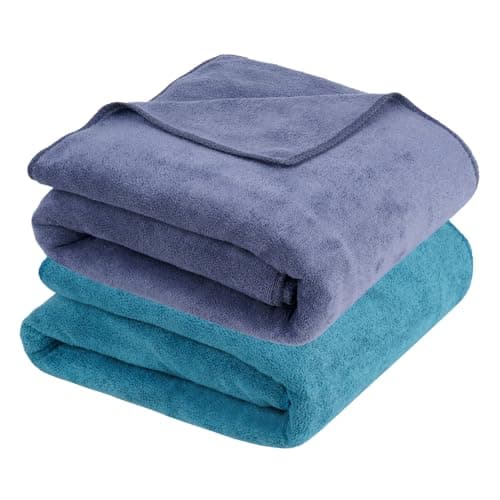 Fezora® Microfiber Bath Towel for Men & Women | Soft & Absorbent Weft Knitting Towels | 400 GSM | Quick Dry | 2 Piece Large Size Towel (70x140 cm) for Home, Gym & Travel (Dark Grey and Dark Blue)