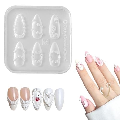 Silicone Nail Molds 3D Nail Art Mold 6 Patterns Cake Cream Design Manicure Mold for Women Girls DIY Nails Enthusiasts Professional Manicure Supplies