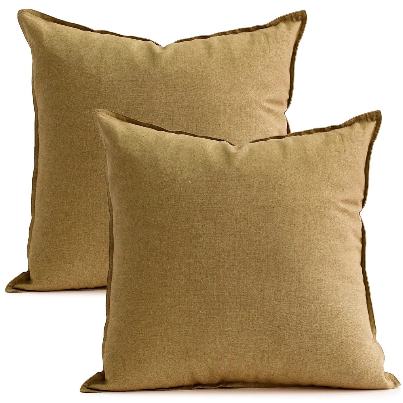 Jeanerlor 18x18 Solid Cotton Linen Decoration Throw Pillow Case with Zipper Euro Sham Cushion Case Cool Pillow Cover Delicate Decorative Pillowcase for ChairBedCouch2 Packs Earth Yellow