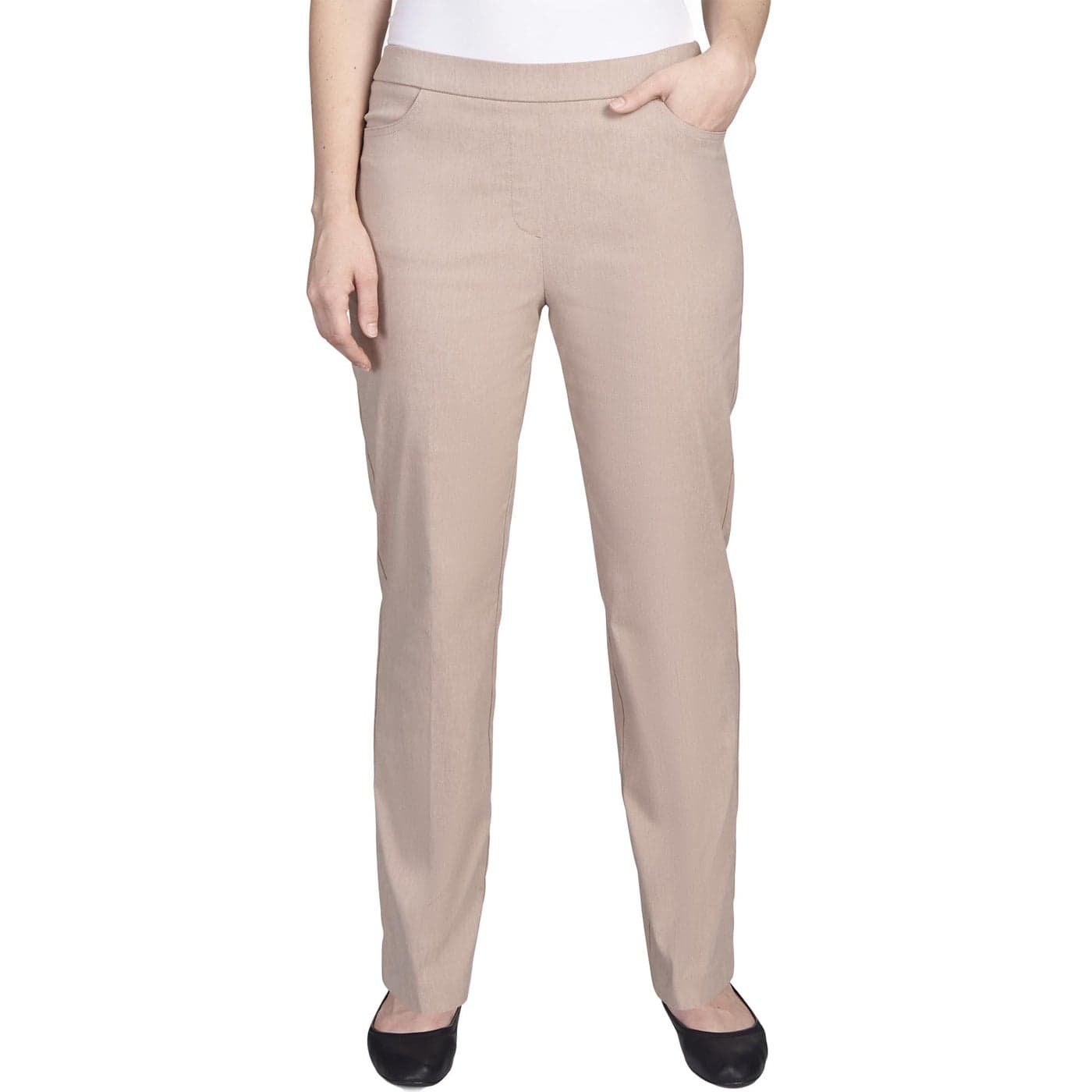 Alfred Dunner womens Petite Classic Allure Fit Proportioned With Elastic Comfort Waistband Casual Pants Tan 18 Petite US