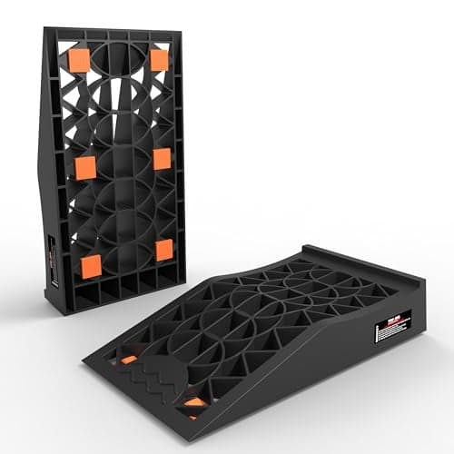 TOWKING Car Ramps for Oil Changes and Lift, Portable Low Profile Car Ramps for Garage, Heavy Duty Tire Ramps for Low Chassis Cars and Support Jack, 2pcs