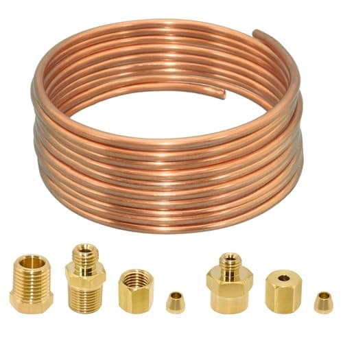72 Oil Pressure Gauge Tubing Kit Set of Copper Tube and Threaded Parts Universal Fit